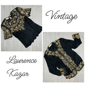 Dead stock vintage Laurence kazar beaded sequin jacket & short sleeve top shirt